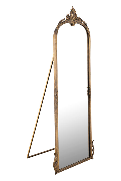 Hand casted Full length Mirror with Stand in Aluminium / Mirror  (Vintage Brass)