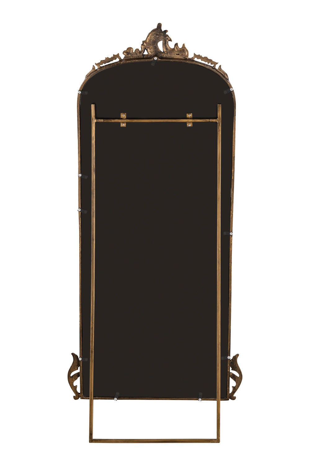Hand casted Full length Mirror with Stand in Aluminium / Mirror (Vintage Brass) - All India Decor