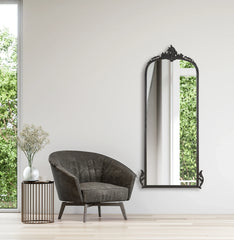 Victorian Arched Full length Mirror (Bold Black) - All India Decor