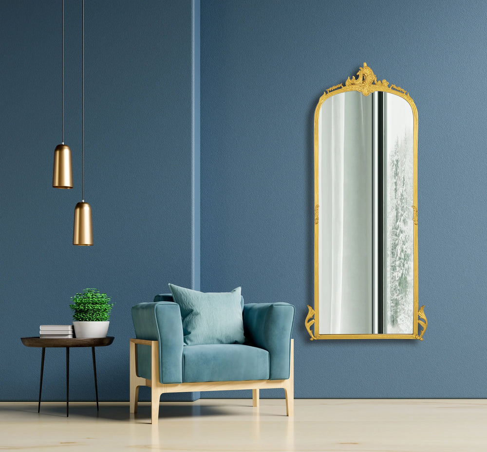 Victorian Arched Full length Mirror (Glam Gold) - All India Decor