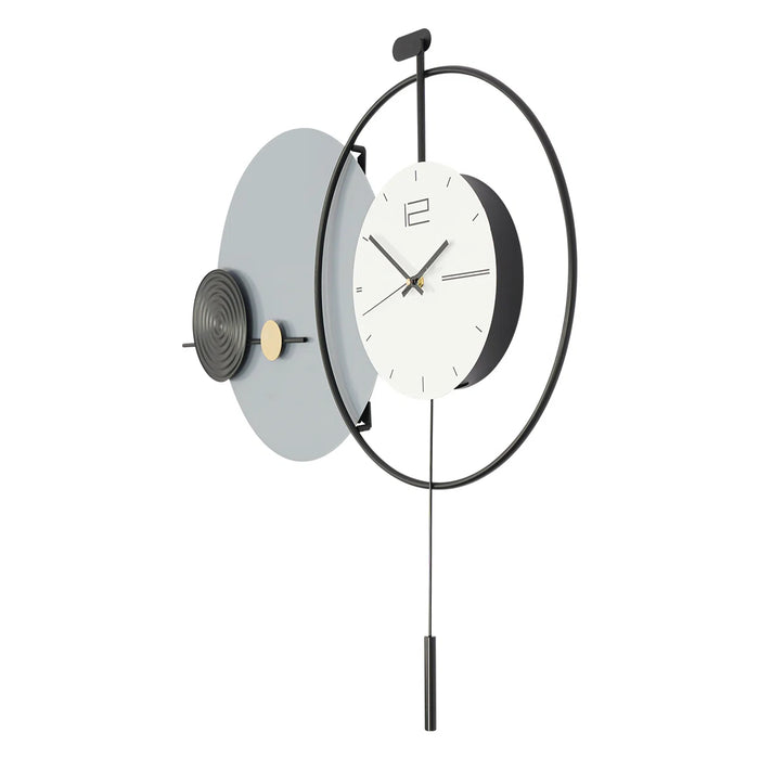 Modern wall clock with a pendulum on a white background