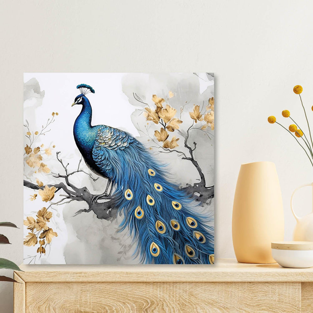Peacock Canvas Painting for Home, Bedroom & Living Room - All India Decor