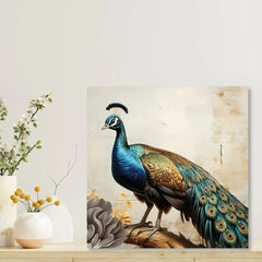 Peacock Bird Canvas Painting for Home, Bedroom & Living Room - All India Decor