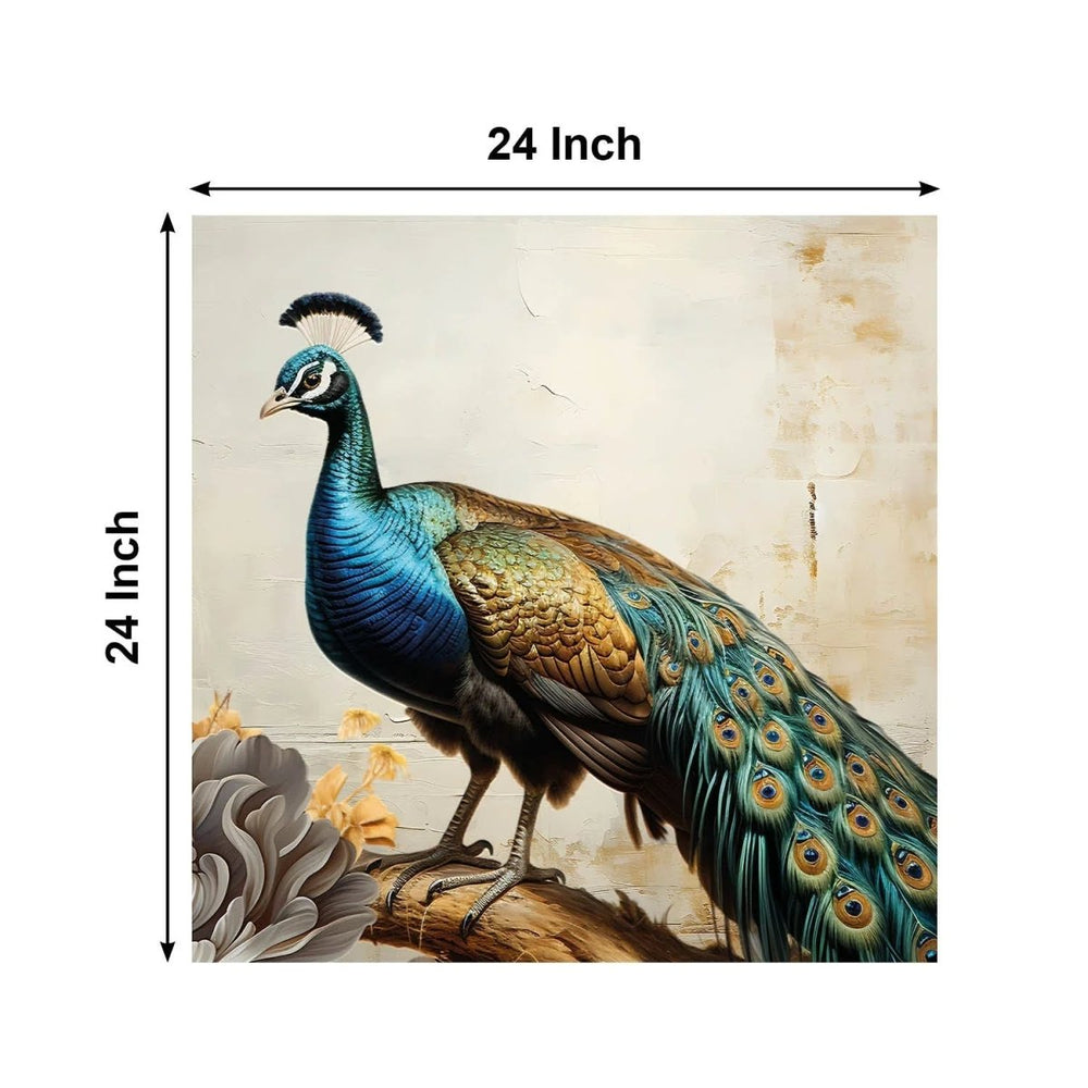 Peacock Bird Canvas Painting for Home, Bedroom & Living Room - All India Decor