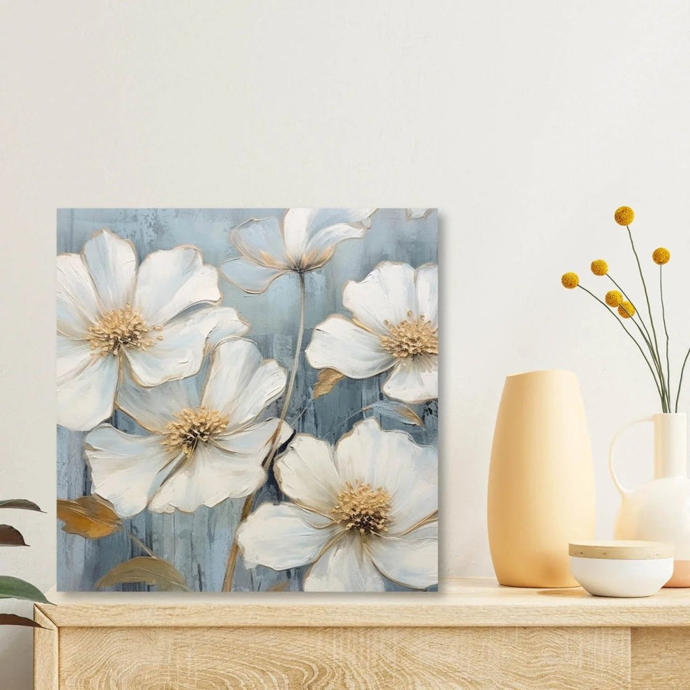 White Rose Canvas Painting for Home, Bedroom & Living Room - All India Decor