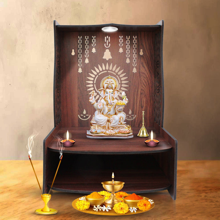 Beautiful Luxurious Wooden Pooja Mandir with LED Lighting