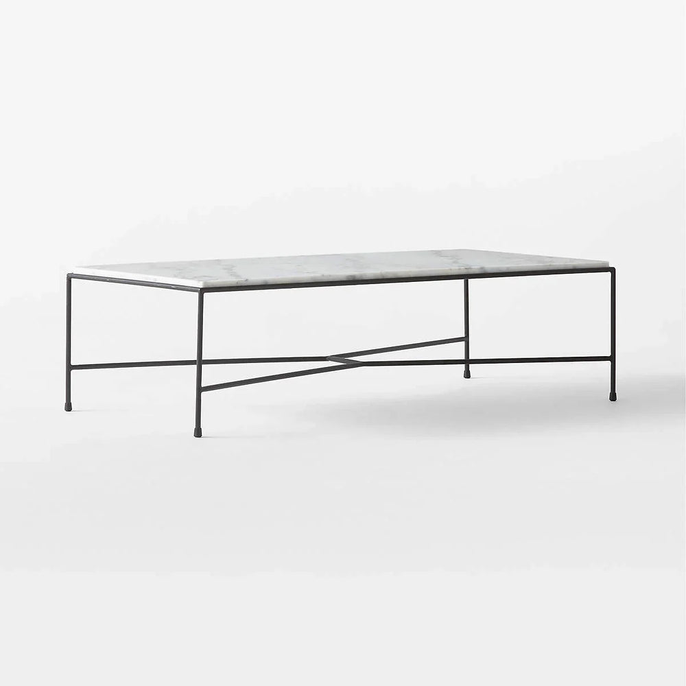 BLACK METAL OUTDOOR COFFEE TABLE WITH MARBLE TOP - All India Decor