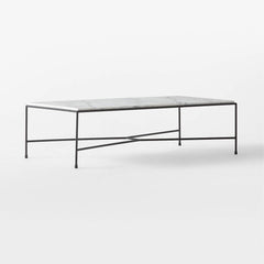 BLACK METAL OUTDOOR COFFEE TABLE WITH MARBLE TOP