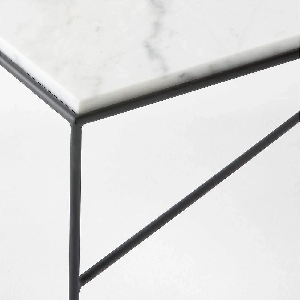 BLACK METAL OUTDOOR COFFEE TABLE WITH MARBLE TOP - All India Decor