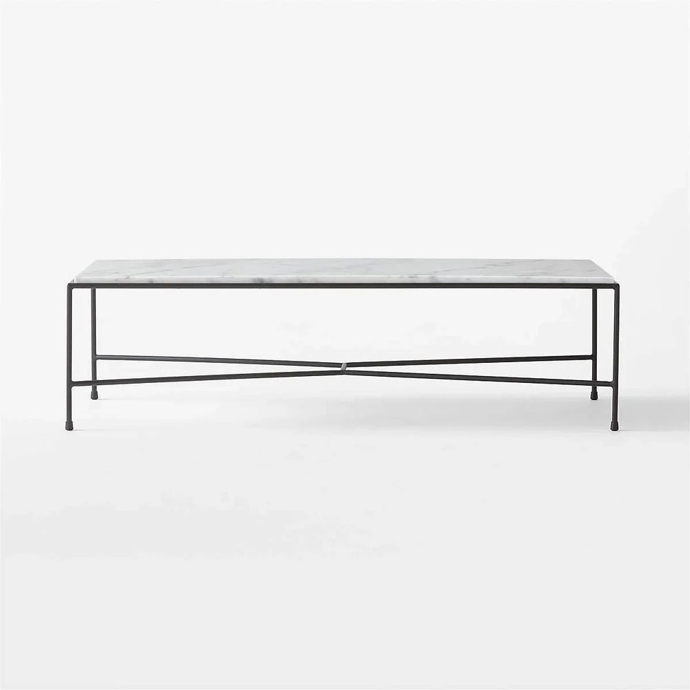 BLACK METAL OUTDOOR COFFEE TABLE WITH MARBLE TOP - All India Decor
