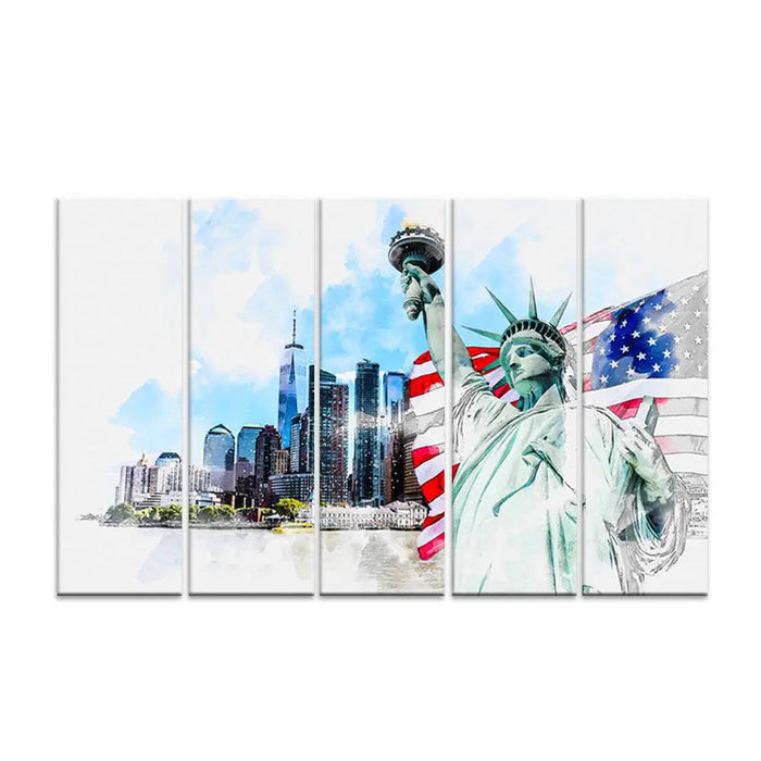 Statue of Liberty Split Wall Art Set of 5