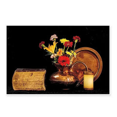 Stunning Still Life of Ancient Copper Vase & Flowers - All India Decor