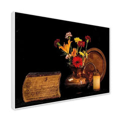 Stunning Still Life of Ancient Copper Vase & Flowers - All India Decor