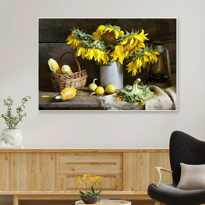 Gorgeous Still Life Wall Painting of Yellow Sunflowers