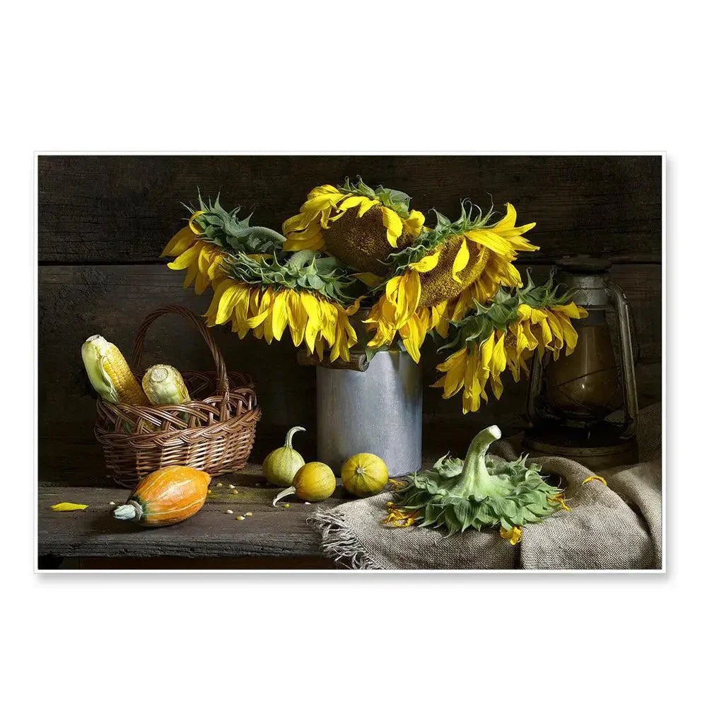 Gorgeous Still Life Wall Painting of Yellow Sunflowers - All India Decor