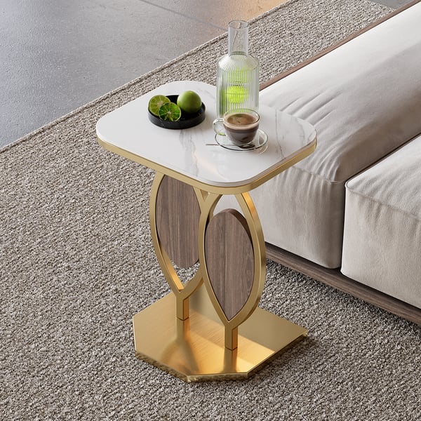 Metal and Marble Top Side Table