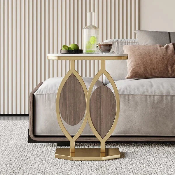 Metal and Marble Top Side Table - All India Decor