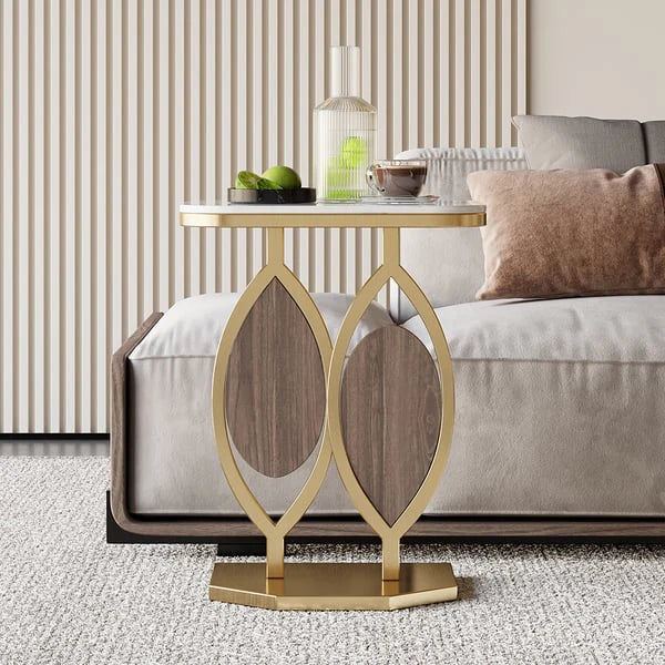 Metal and Marble Top Side Table