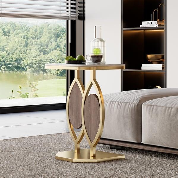 Metal and Marble Top Side Table - All India Decor