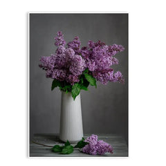 Soothing Lilac Flower Vase Still Life Canvas Painting - All India Decor