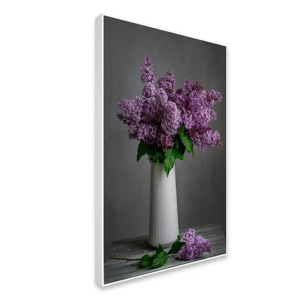 Soothing Lilac Flower Vase Still Life Canvas Painting - All India Decor