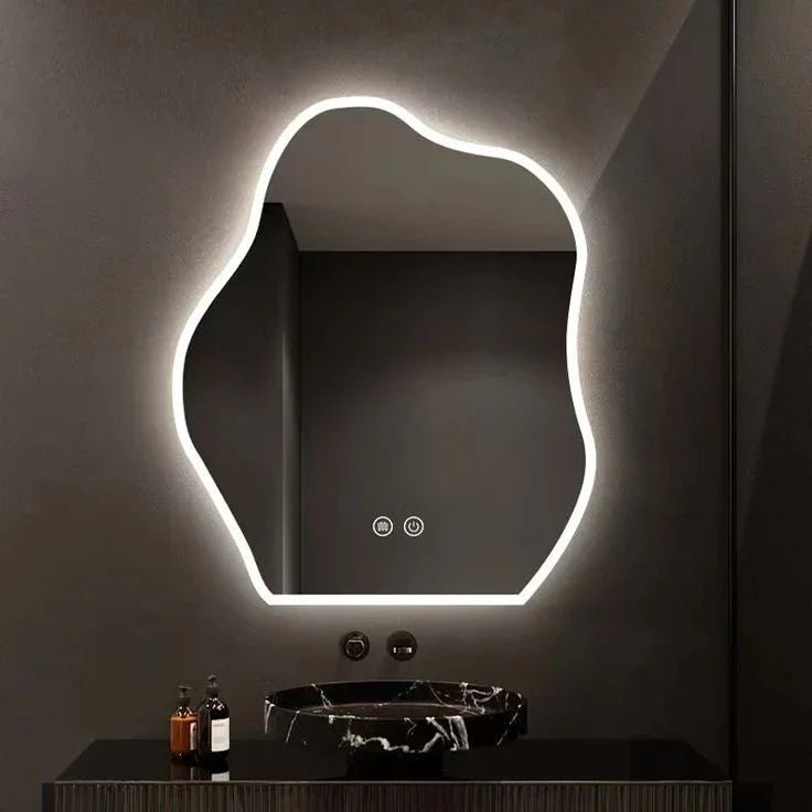 Frosted Edge Irregular LED Mirror - All India Decor