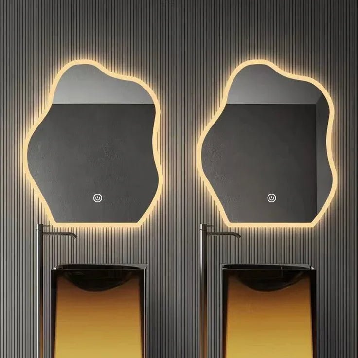 Frosted Edge Irregular LED Mirror - All India Decor