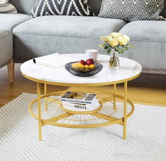 Modern Gold Frame Marble Center Table