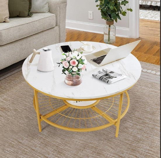 Modern Gold Frame Marble Center Table