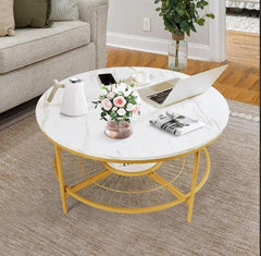 Modern Gold Frame Marble Center Table - All India Decor