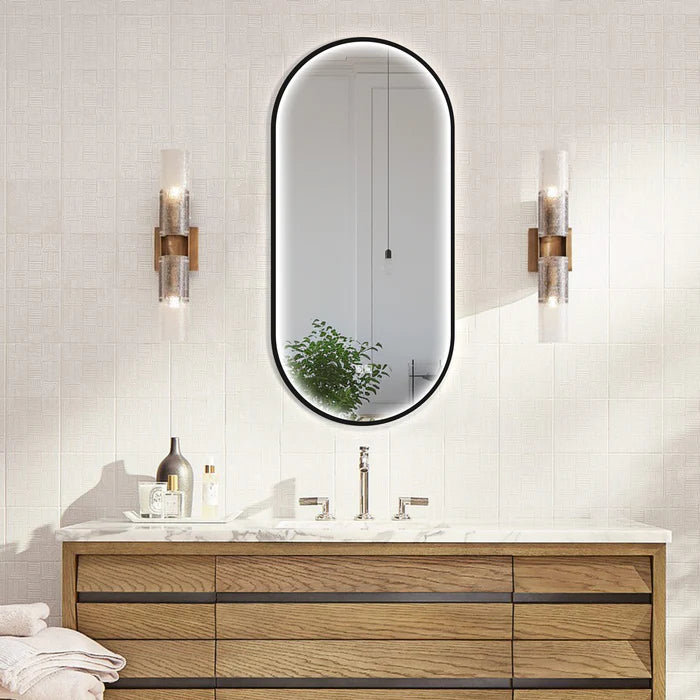 Capsule Black Framed LED Mirror