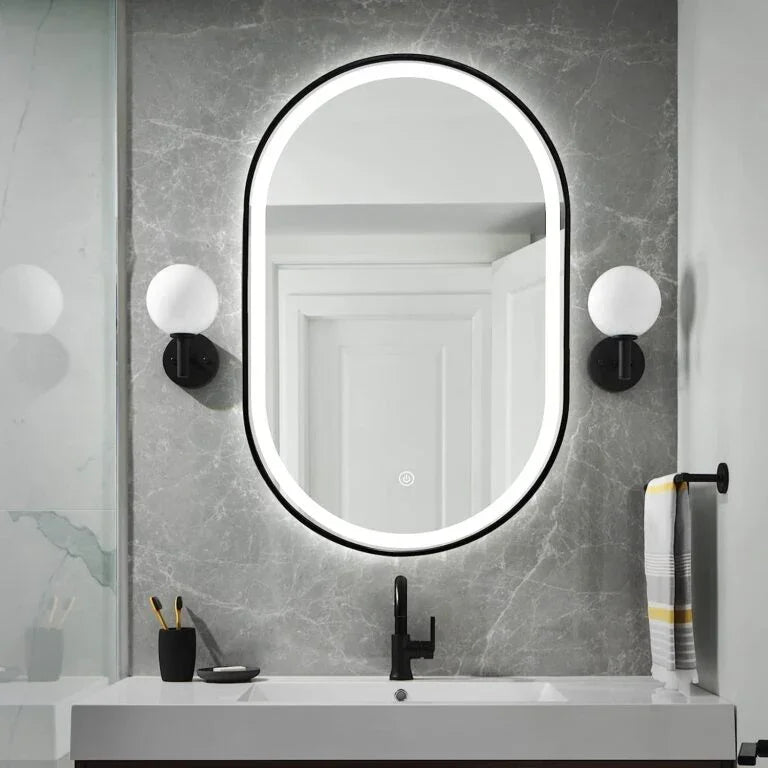 Capsule Black Framed LED Mirror - All India Decor