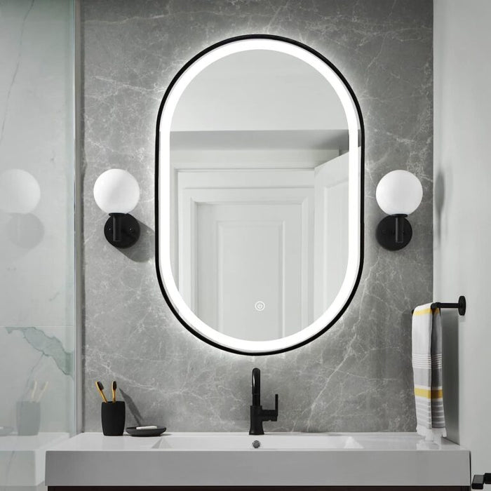Capsule Black Framed LED Mirror
