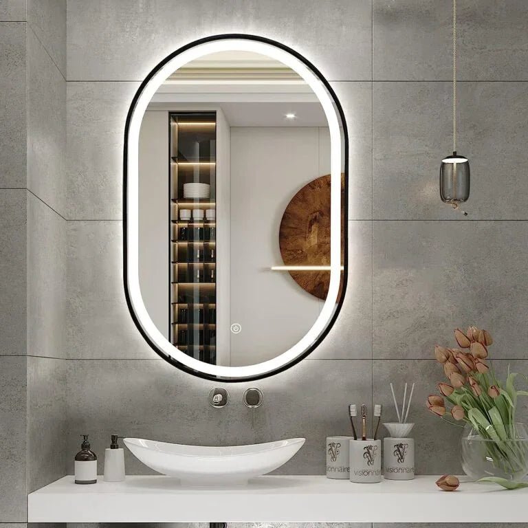 Capsule Black Framed LED Mirror - All India Decor