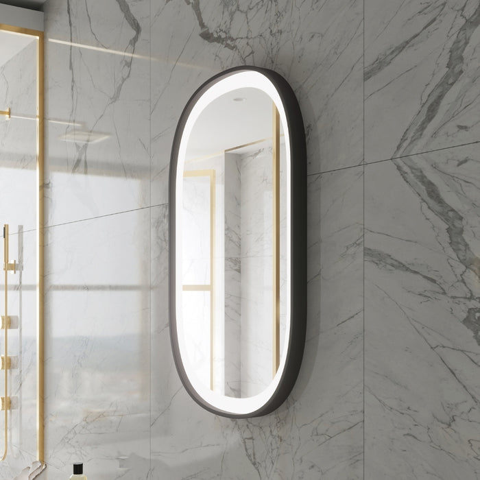 Capsule Black Framed LED Mirror