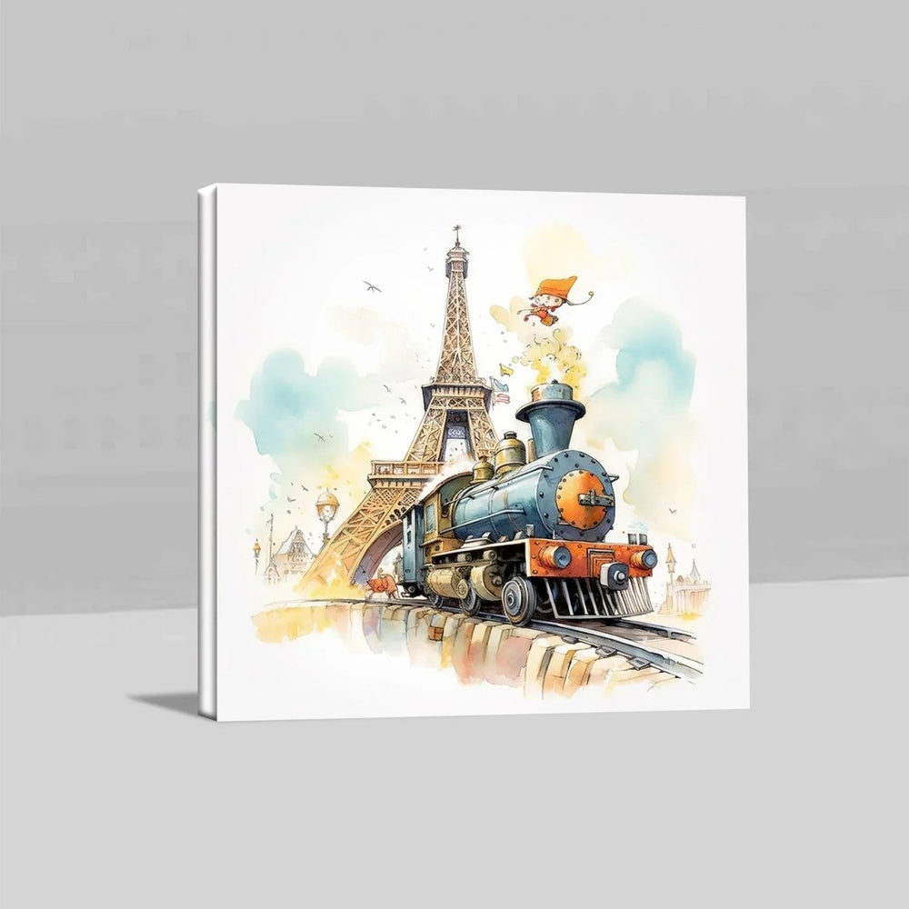 Train With Eiffel Tower Wall Art - All India Decor