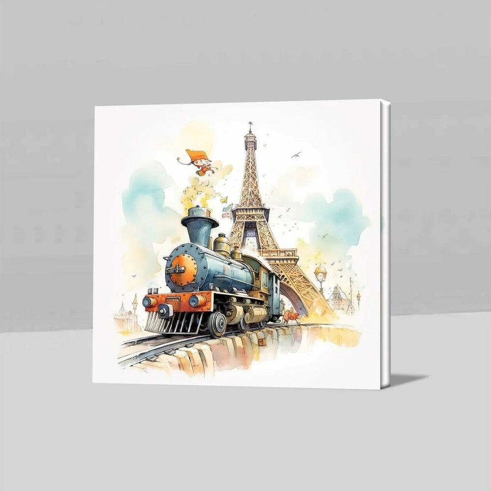 Train With Eiffel Tower Wall Art - All India Decor