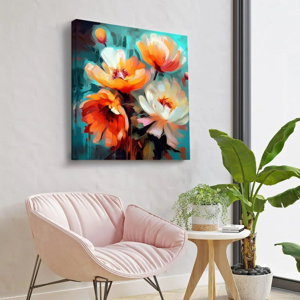 Joyful Petals Happy Floral Wall Paintings - All India Decor