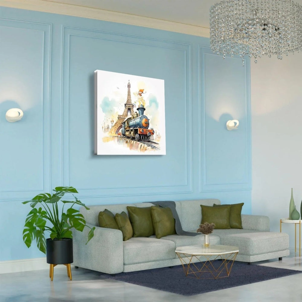 Train With Eiffel Tower Wall Art - All India Decor
