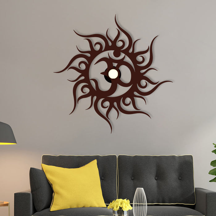 Om Text in Sun Design Shadow Lamp