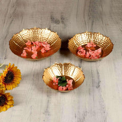 Metal flower Urli Bowl Set of 3 - All India Decor