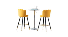 Yellow Color Flower Counter Stool - All India Decor