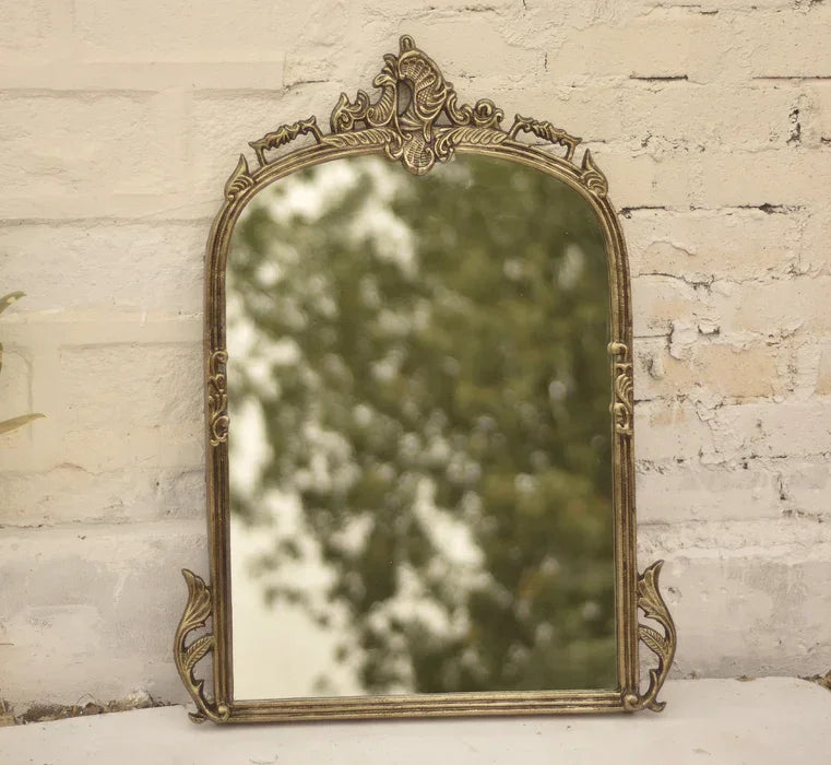 vintage wall mirror brass finish