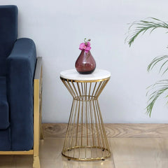 Metal End Table In White Colour - All India Decor