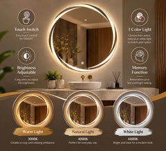 Whirlwind Round LED Mirror for Bathroom