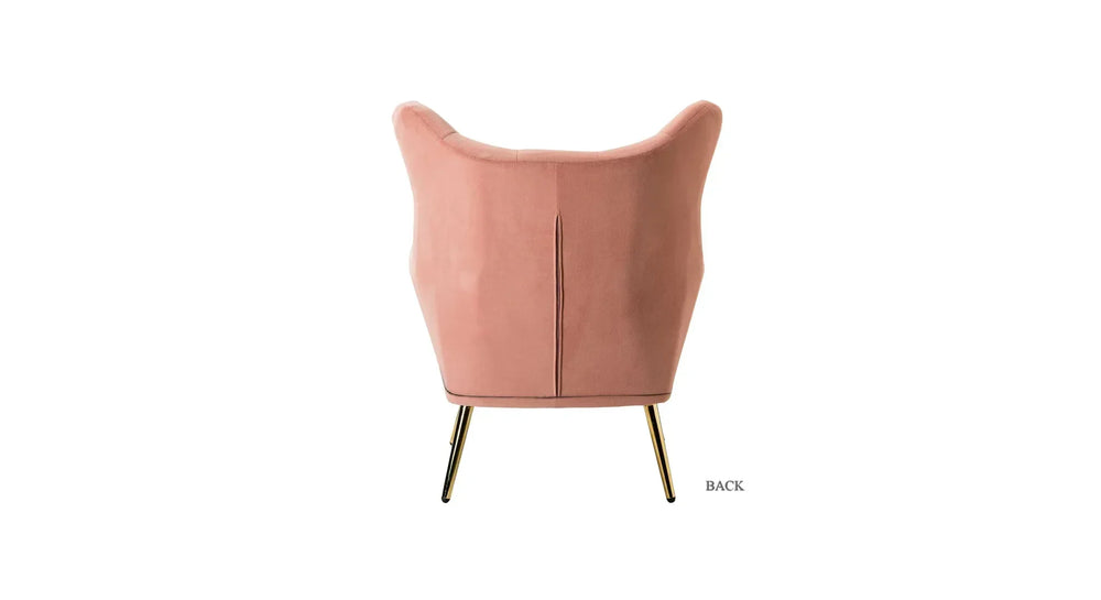 Pink chair with gold legs on a white background
