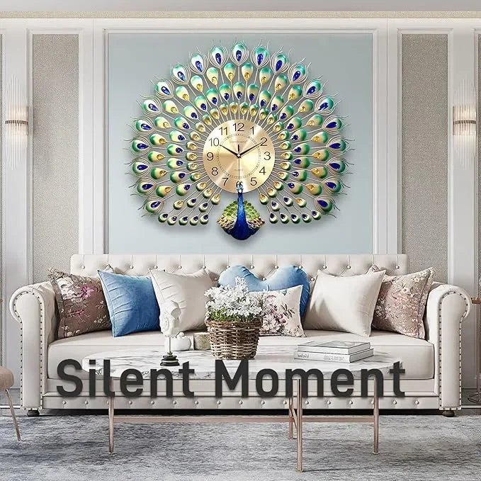 Living Room Peacock Wall Clock - All India Decor