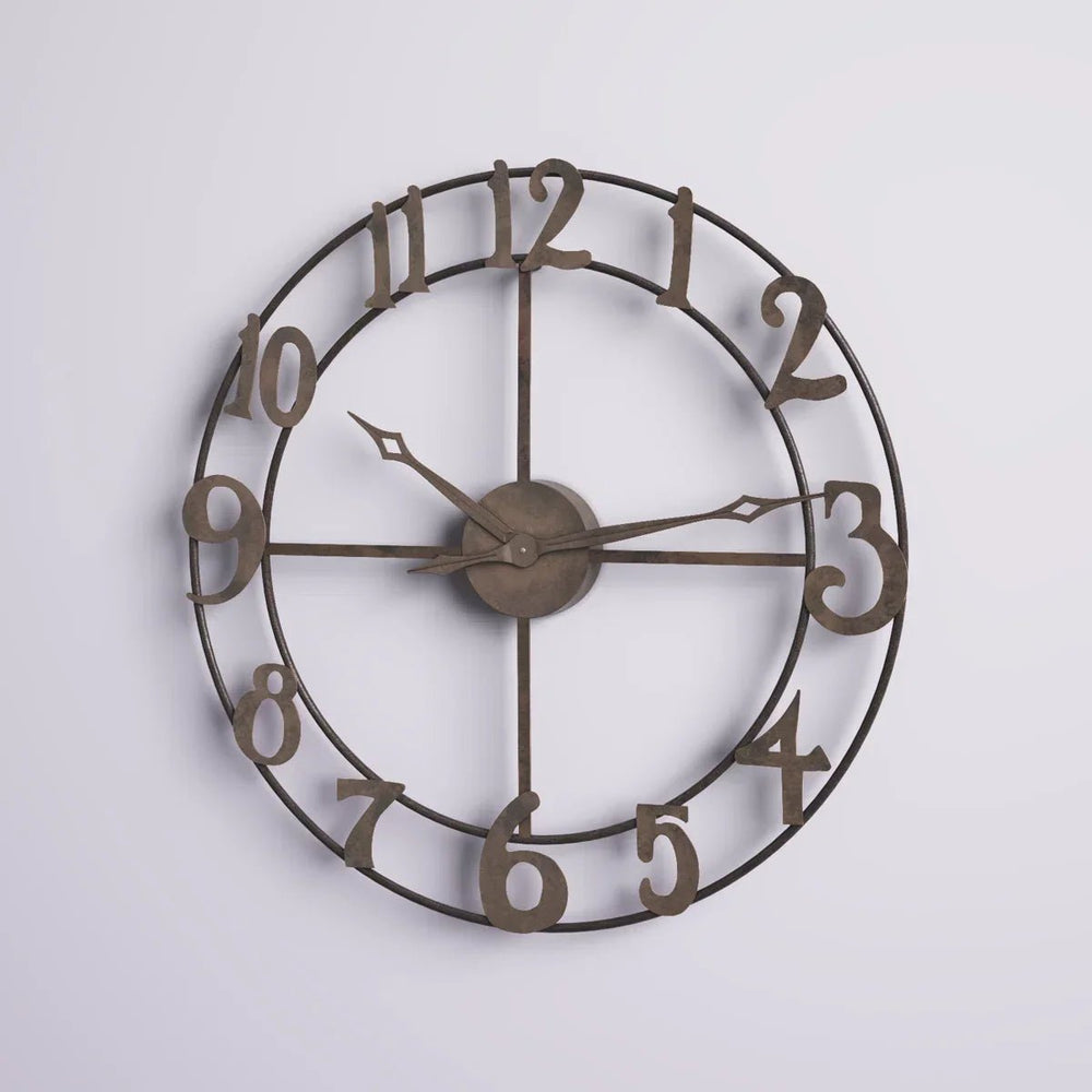 Antique Oversized Metal Wall Clock - All India Decor
