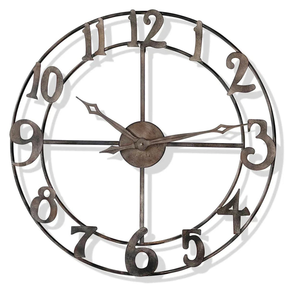 Antique Oversized Metal Wall Clock - All India Decor