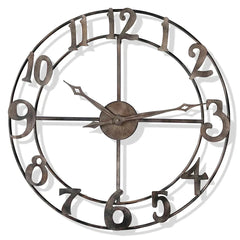 Antique Oversized Metal Wall Clock - All India Decor